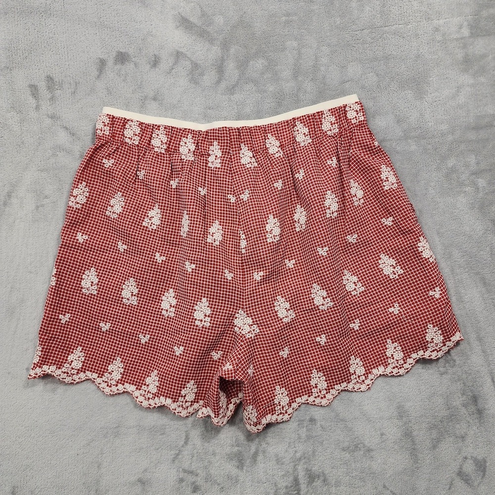 NEW Newin Ella Shorts Womens L Red Gingham Floral Lace Shabby Chic Cottagecore - Picture 2 of 14